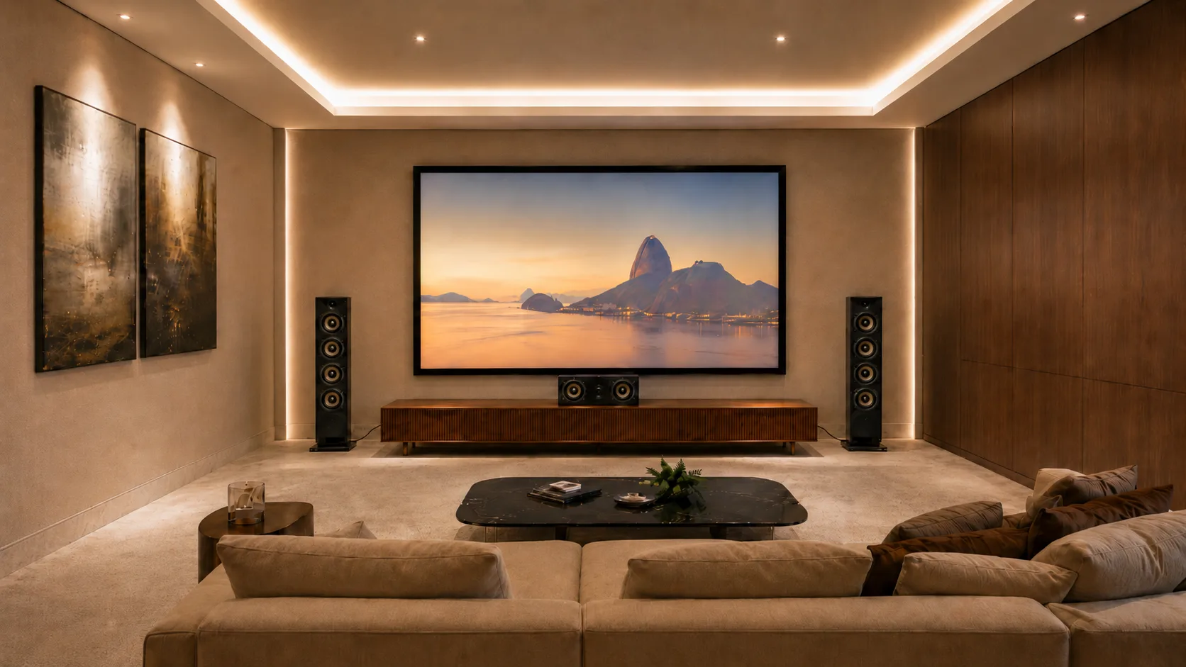 Home Theater de alto padrão projetado pela Avaut Automação